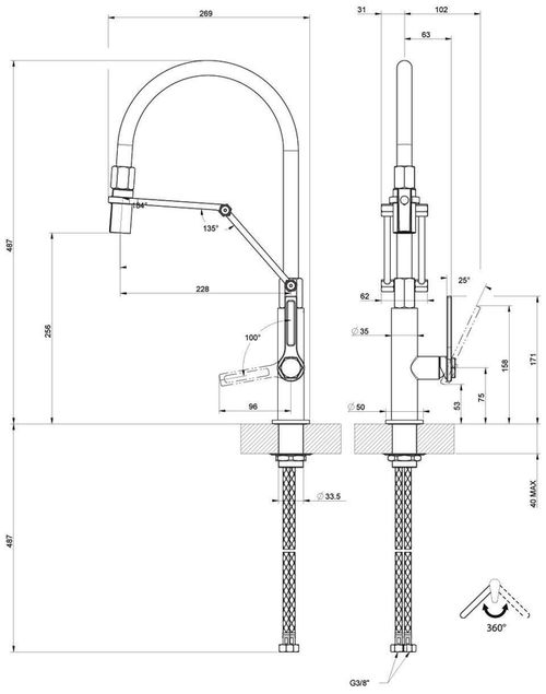 купить Смеситель кухонный Gessi 60055-031 Officine Chrome в Кишинёве 