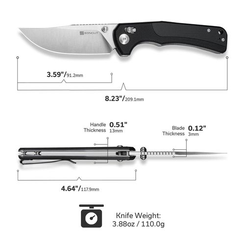 купить Нож походный Sencut S25001-1 Slybolt, G10 negru, Crossbar Lock в Кишинёве 
