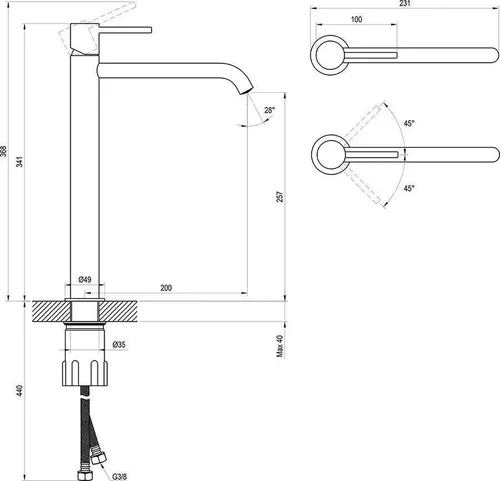 купить Смеситель для умывальника Ravak Baterie Espirit lavoar inalt 340mm graphite ES 015.20GB (X070311) в Кишинёве 