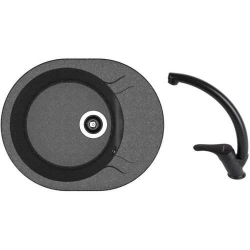 cumpără Chiuvetă bucătărie cu bateria Dr.Gans Berta 580 + SanDonna F 1069 negru în Chișinău 