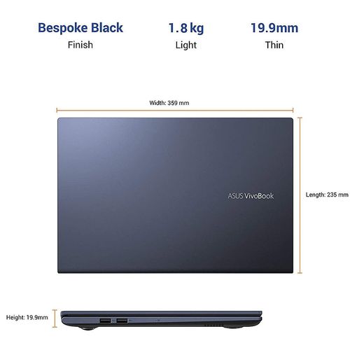 cumpără Laptop 15.6" ASUS VivoBook X513EA Black, Intel i3-1115G4 3.0-4.1Ghz/8GB DDR4/SSD 256GB/Intel UHD Graphics/WiFi 6 802.11ax/BT5.0/USB Type C/HDMI/HD WebCam/Illuminated Keyboard/15.6" FHD IPS LED-backlit NanoEdge Anti-glare (1920x1080)/No OS X513EA-BQ687 în Chișinău 