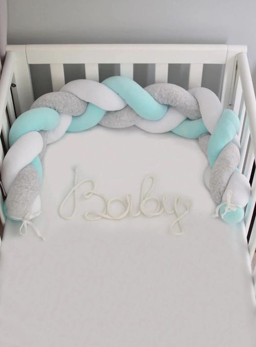 купить Бортик для кроватки Veres 154.02.17 Бампер-коса White Mint Grey 120x15 в Кишинёве 