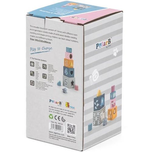 купить Головоломка Viga 44016 Piramidă-cuburi din lemn Sortăm și construim в Кишинёве 