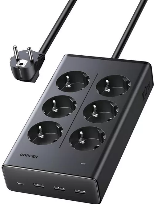 cumpără Filtru electric Ugreen 75141 20W 6-Outlet Power Strip | S622, Black în Chișinău 