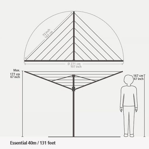 купить Сушилка для белья Brabantia 32 32 01 Essential 40m, Ground Tube, Cover в Кишинёве 