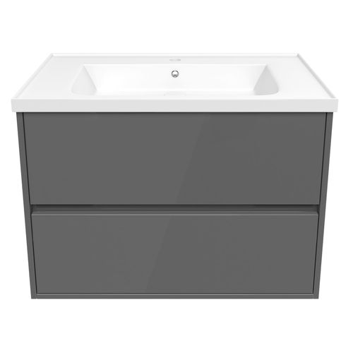 TEO комплект мебели 65см серый: тумба подвесная, 2 ящика + умывальник накладной арт 15-88-060 