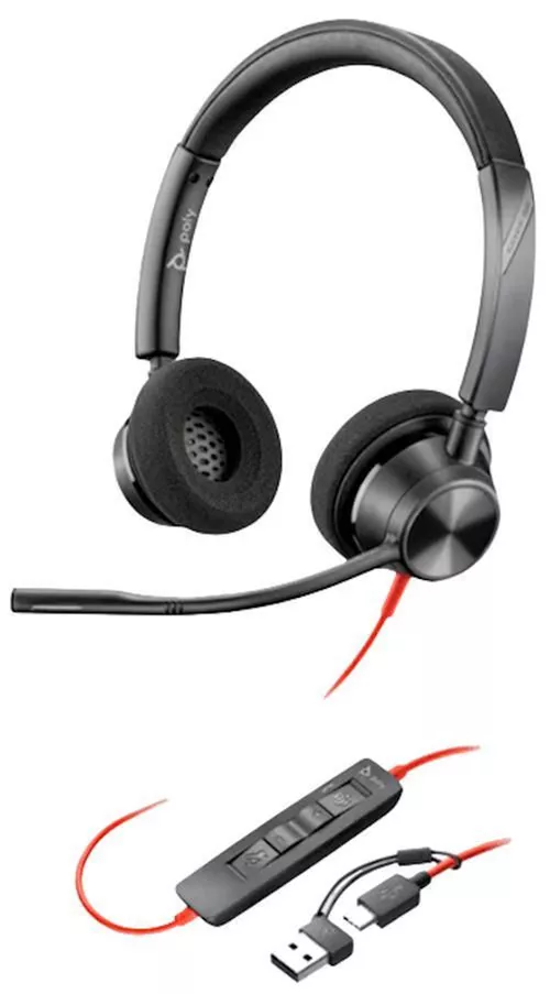 cumpără Căști cu fir Poly Blackwire 3320 Stereo Microsoft Teams + adaptor USB-C/A (8X220AA) în Chișinău 