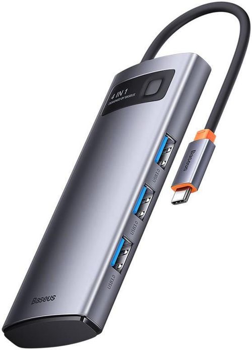 cumpără Adaptor de rețea USB Baseus WKWG070013 4in1 Type-C to 4+USB-A, Metal Gleam Series, Space Gray în Chișinău 