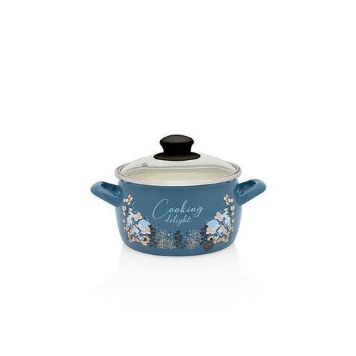 купить Кастрюля Metalac 51687 эмалированная Blue 16cm, 2.2l, крышка стекло в Кишинёве 