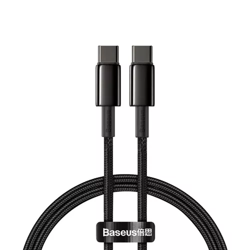 cumpără Cablu telefon mobil Baseus CATWJ-A01 Type-C - Type-C, Braided, 100W, 2m, Tungsten Gold Black în Chișinău 