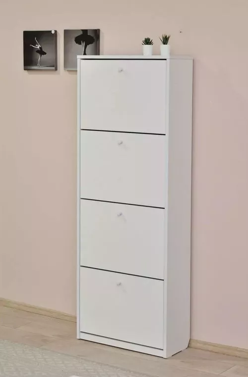 купить Полка для обуви Fabrik Home Тумба для обуви 4 дверцы / 600 белый ясень в Кишинёве 