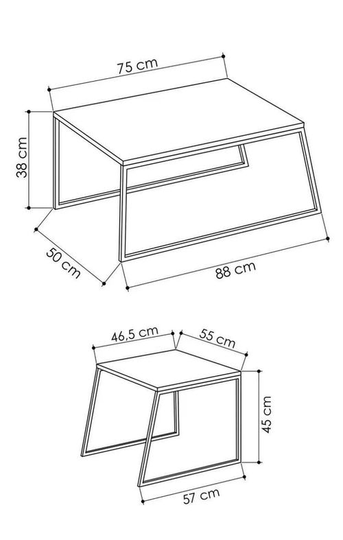 купить Журнальный столик Trendy Pal Orta Sehpa, Alb 88x45x55cm, set в Кишинёве 