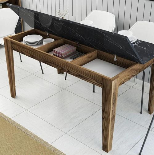 cumpără Masă Trendy Milan 518-Nuc, Negru 145x75x88cm în Chișinău 