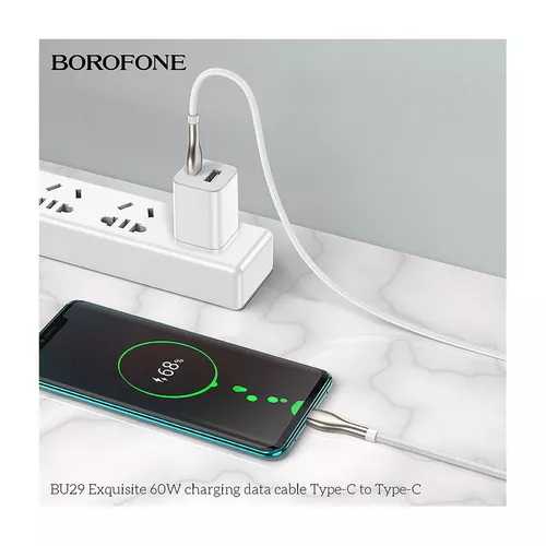 cumpără Cablu Borofone BU29 Exquisite charging data cable for Type-C 1.2m, white 753625 în Chișinău 