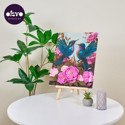 cumpără Set de creație Okto 30012 3D Pictură pe numere cu plastilină ușoară 30×40сm, Colibri îndrăgostiți în Chișinău 