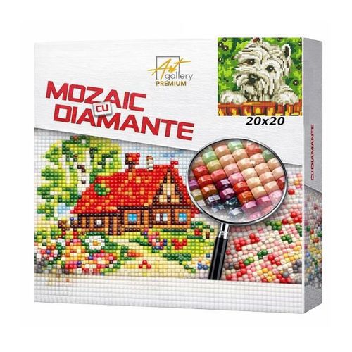 купить Картина по номерам Art Gallery BJ541 Mozaic cu diamante 20x20cm Catelus curios в Кишинёве 