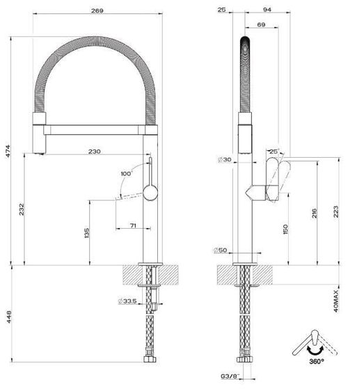 купить Смеситель кухонный Gessi 50009-031 Helium Chrome в Кишинёве 
