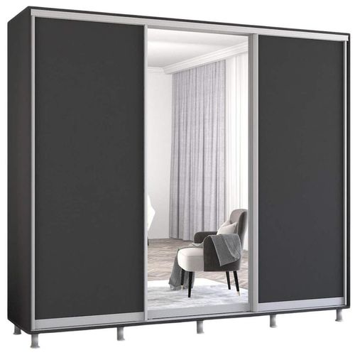 cumpără Dulap Mobildor-Lux Aron uși glisante din oglindă și PAL (240x60x200H cm) Anthracite în Chișinău 