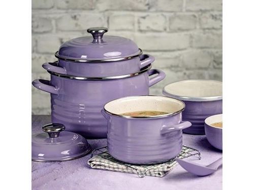 cumpără Cratiță Metalac 57054 Cratita emailata Waves Violet 20cm, 4.0L, capac din metal în Chișinău 