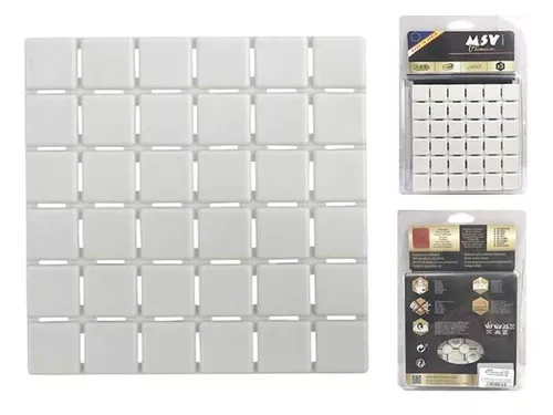 купить Коврик для ванной MSV 40848 Quadro Набор ковриков для ванны 6шт 13x13cm Quadro белые в Кишинёве 