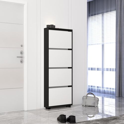 купить Полка для обуви Mobildor-Lux Leo Slim 80x16x164H cm Anthracite/White в Кишинёве 