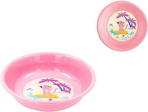 купить Посуда для кормления Бытпласт 47854 Тарелка детская глубокая с рисунком Пластишка18.5cm, розовый в Кишинёве 