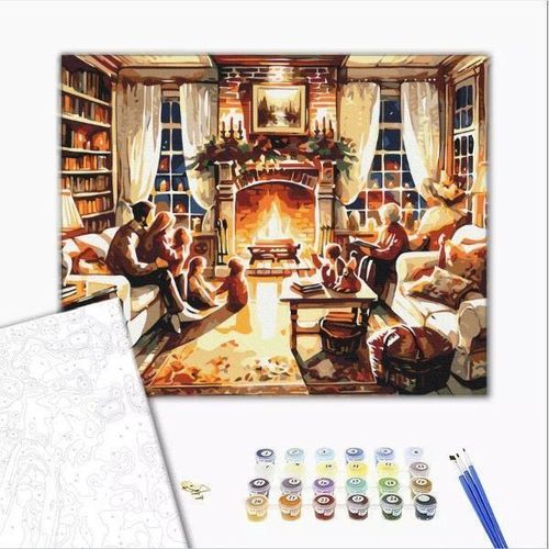 купить Картина по номерам BrushMe BS53847FC 40х50cm (fără cutie) Seară călduroasă în familie в Кишинёве 