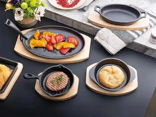 купить Сковорода Tognana 42293 Fusion Taste din fontă 17x11cm, pe suport de lemn в Кишинёве 