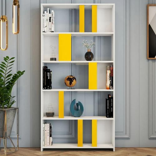 cumpără Raft de birou Trendy Lima, alb, galben 90x180x20cm, raft de carti în Chișinău 