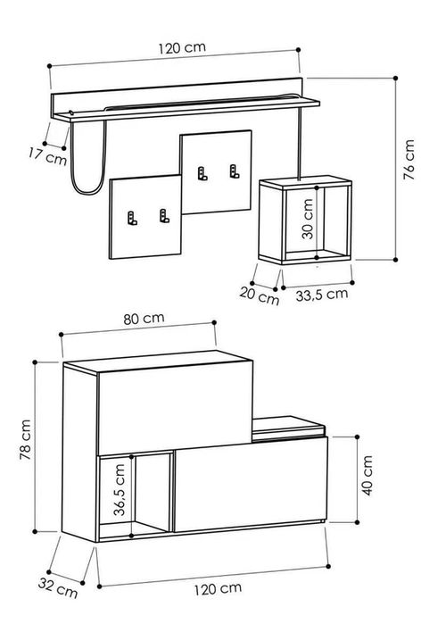 cumpără Mobilă pentru antreu Trendy Holdon Antracit, Sonomo, 120x78x40cm (GTR001340) în Chișinău 