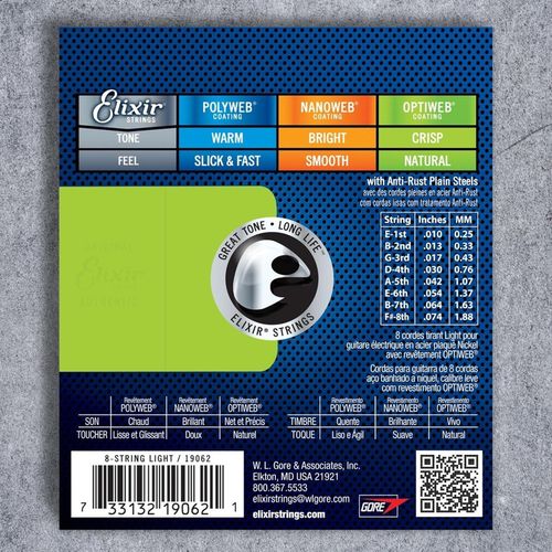 cumpără Coarda pentru instrument muzical Elixir Optiweb Electric 8-String Light 19062 în Chișinău 