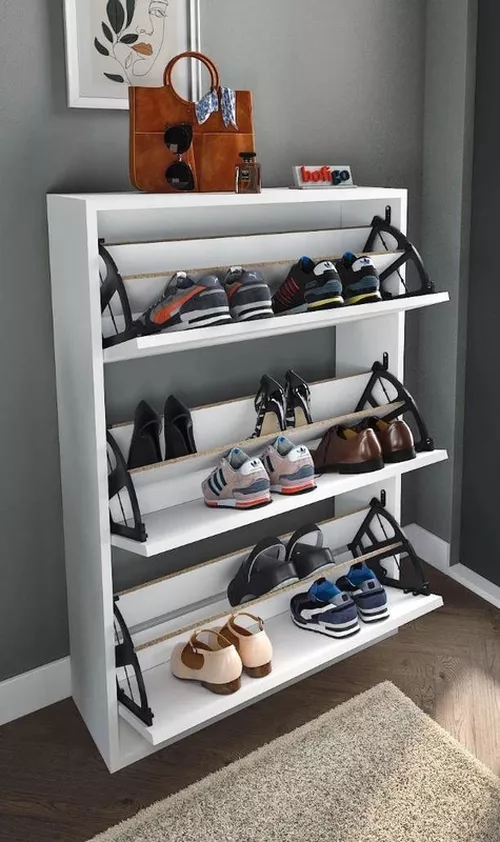 cumpără Raft pentru încălțăminte Nex Home Pantofar, 3 compartimente, 74x24x111 cm, Alb (18-03-01) în Chișinău 