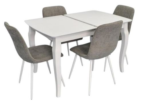 купить Комплект стол и стулья Evelin di Costacurta стол HV-29V White + 4 стула YTC-078Wh UF885-14 Grey в Кишинёве 
