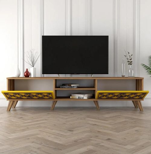 cumpără Comodă TV Trendy Clasa, Nuc, Galben 180x44x35cm în Chișinău 
