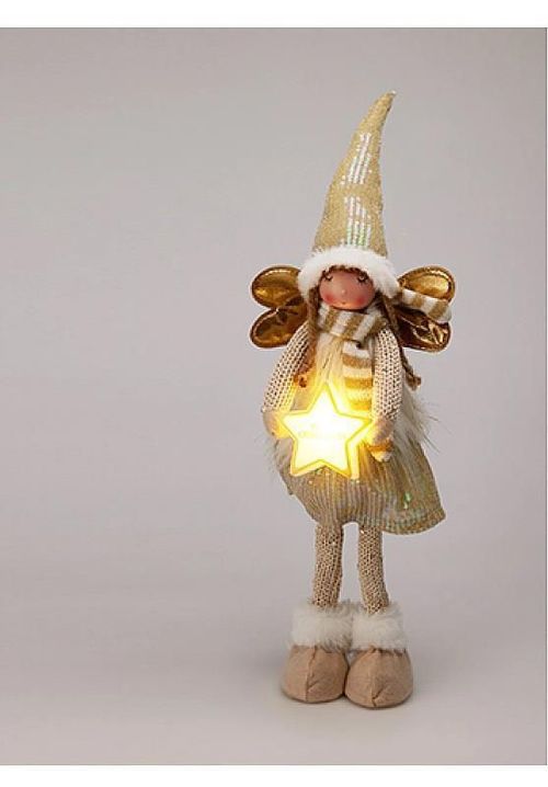 купить Новогодний декор Promstore 34288 Suvenir LED Înger cu stea, 55cm, auriu в Кишинёве 