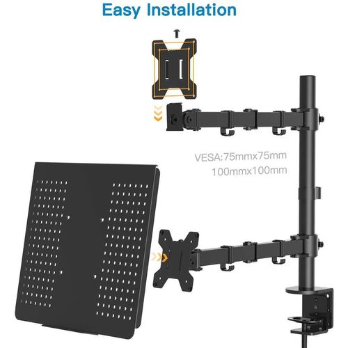 cumpără Accesoriu PC Gembird MA-DA-03, Adjustable desk mount with monitor arm and notebook tray în Chișinău 