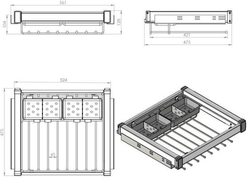 купить Фурнитура для мебели Starax S-6711-A брючница с раздел.антрац 600mm в Кишинёве 