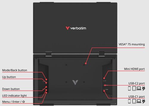 купить Монитор Verbatim VER_32403 Dual Portable Monitor Black в Кишинёве 