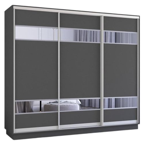 cumpără Dulap Mobildor-Lux Fox uși glisante din PAL cu elemente din oglindă (350x60x220H cm) Anthracite în Chișinău 