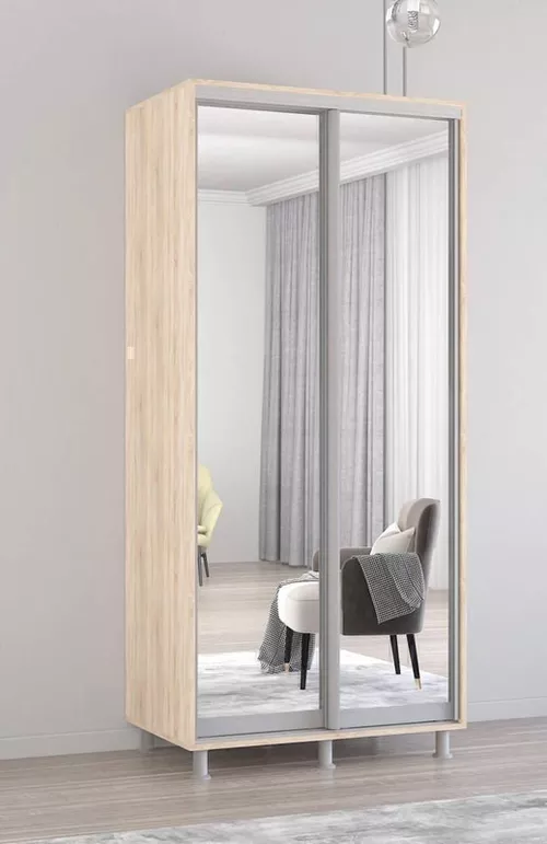 cumpără Dulap Mobildor-Lux Aron-P uși glisante din oglinzi (140x60x230H cm) Sonoma în Chișinău 