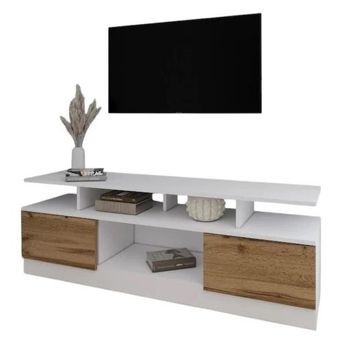 cumpără Comodă TV Smartex (16513) Т9 140cm TV Alb+Stejar inchis în Chișinău 