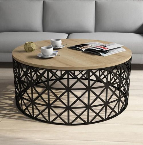 купить Журнальный столик Trendy Selin Metal Ferforje, Stejar 90x38x90cm в Кишинёве 