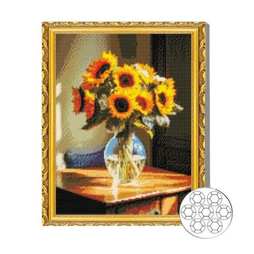 cumpără Tablou pe numere Art Gallery GA87276 Mozaic cu diamante 40x50cm Floarea-soarelui in vaza de sticla în Chișinău 