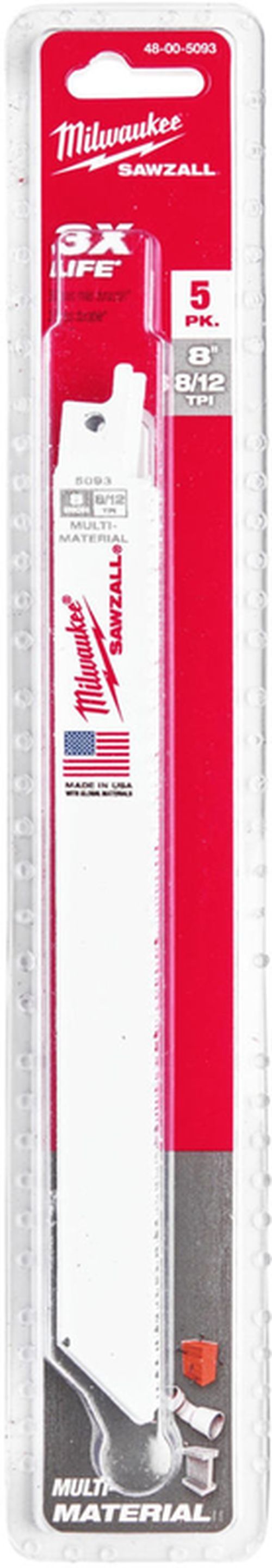 cumpără Accesoriu pentru fierăstrăie Milwaukee 48475093 Panza sabie pentru uz universal, 200mm, 8-12Tpi (5buc) în Chișinău 