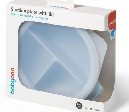 cumpără Seturi pentru hrănire bebelușilor BabyOno 1661/01 Placa de silicon cu ventuza si capac (albastru) în Chișinău 