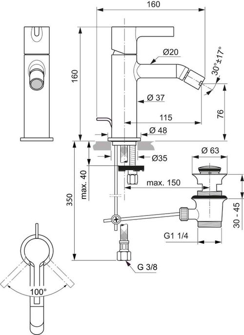 купить Смеситель для биде Ideal Standard Atelier JOY Brushed Gold BC784A2 в Кишинёве 