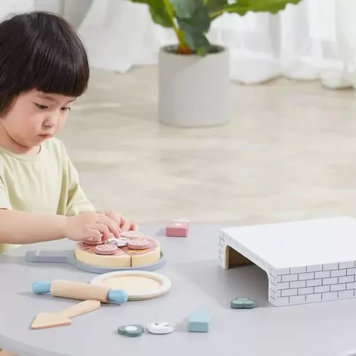 купить Игрушечная кухня и посуда Viga 44059 Set de joc din lemn Pizzerie, 19 piese в Кишинёве 