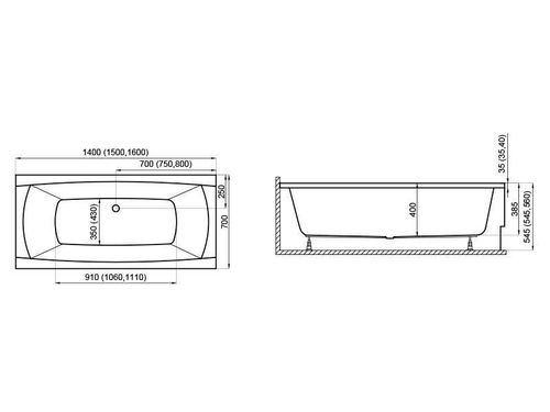 cumpără Cadă de baie Polimat Capri New 160x70 + suport (acryl) în Chișinău 