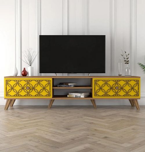 cumpără Comodă TV Trendy Clasa, Nuc, Galben 180x44x35cm în Chișinău 