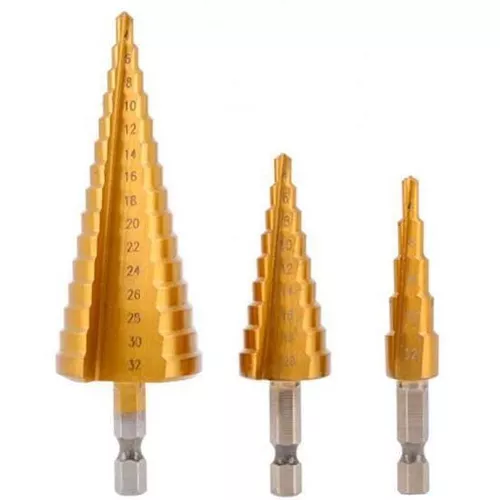 купить Набор головок, бит, насадок Hoegert Набор ступенчатых сверл HSS 3 шт. HT6D325 в Кишинёве 